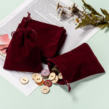 50 pc Rectangle Velvet Pouches, Gift Bags, Dark Red, 12x10cm