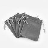 50 pc Rectangle Velvet Pouches, Gift Bags, Gray, 12x10cm