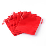50 pc Rectangle Velvet Pouches, Gift Bags, Red, 15x10cm