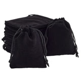 50 pc Rectangle Velvet Pouches, Candy Gift Bags Christmas Party Wedding Favors Bags, Black, 9x7cm