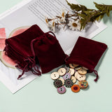 50 pc Rectangle Velvet Pouches, Gift Bags, Dark Red, 9x7cm