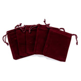 50 pc Rectangle Velvet Pouches, Gift Bags, Dark Red, 9x7cm