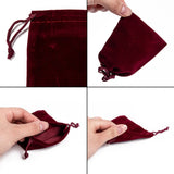 50 pc Rectangle Velvet Pouches, Gift Bags, Dark Red, 9x7cm