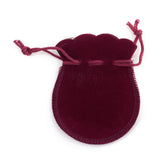 100 pc Gourd Velvet Bags, Dark Red, 12x9cm