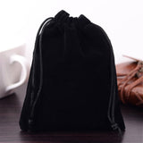 250 pc Rectangle Velvet Pouches, Gift Bags, Black, 15x12cm