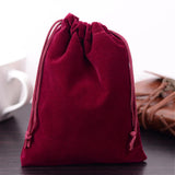 250 pc Rectangle Velvet Pouches, Gift Bags, Dark Red, 15x12cm