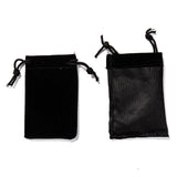 50 pc Rectangle Velvet Pouches, Gift Bags, Black, 7x5cm