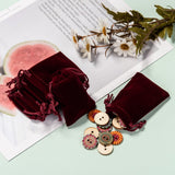 50 pc Rectangle Velvet Pouches, Gift Bags, Dark Red, 7x5cm