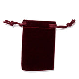50 pc Rectangle Velvet Pouches, Gift Bags, Dark Red, 7x5cm