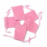 50 pc Rectangle Velvet Pouches, Gift Bags, Pink, 7x5cm
