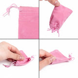 50 pc Rectangle Velvet Pouches, Gift Bags, Pink, 7x5cm