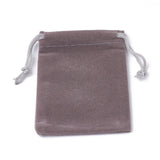 50 pc Rectangle Velvet Pouches, Gift Bags, Gray, 7x5cm