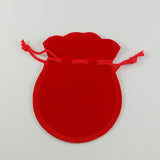 200 pc Velvet Bags, Calabash Shape Drawstring Jewelry Pouches, Red, 9x7cm