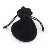 200 pc Velvet Bags, Calabash Shape Drawstring Jewelry Pouches, Black, 9x7cm