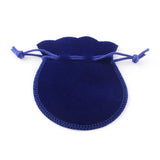 200 pc Velvet Bags, Calabash Shape Drawstring Jewelry Pouches, Medium Blue, 9x7cm