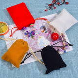 1 Set 40Pcs 4 Colors Velvet Packing Pouches, Drawstring Bags, Mixed Color, 9.2~9.5x7~7.2cm, 10pcs/color