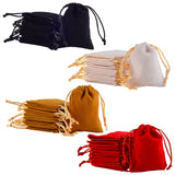 1 Set 40Pcs 4 Colors Velvet Packing Pouches, Drawstring Bags, Mixed Color, 9.2~9.5x7~7.2cm, 10pcs/color