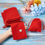 20 pc Velvet Jewelry Bags, Mother's Day Bags, Dark Red, 16x12cm