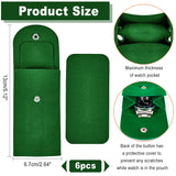 6 pc 6 Pcs Velvet Watch Pouch, Portable Single Watch Travel Case Watch Storage Bag Luxury Gift Bag with Snap Button for Jewelry Watch Organizer, Green, 13x6.7cm