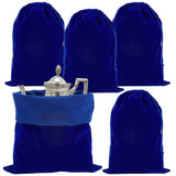 5 pc 5pcs Blue Velvet Drawstring Bags, 9.8x13.7 inch Jewelry Pouches Storage Bags Large Gift Bags Party Favor Treat Bags for Jewelry Silverware Flatware Candy Wedding Favor Christmas Storage