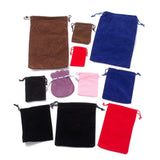 10 pc Velvet Packing Pouches, Drawstring Bags, Rectangle, Mixed Color, 7.5~22x~5~14.4cm