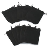 10 pc Rectangle Velvet Drawstring Pouches, Candy Gift Bags Christmas Party Wedding Favors Bags, Black, 12x10cm