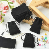 20 pc Rectangle Velvet Jewelry Drawstring Bags, Christmas Party Wedding Candy Gift Bags, Black, 7x5cm