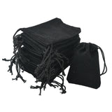 20 pc Rectangle Velvet Jewelry Drawstring Bags, Christmas Party Wedding Candy Gift Bags, Black, 7x5cm