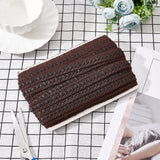 15 Yard Faux Leather Braid Trims with Curve Lace, Coconut Brown Centipede Lace Ribbon for Home Decor DIY Sewing Craft, 3/4 Inch(18mm) Wide