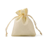 5 pc Burlap Packing Pouches Drawstring Bags, Lemon Chiffon, 9x7cm