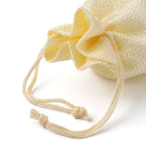 5 pc Burlap Packing Pouches Drawstring Bags, Lemon Chiffon, 9x7cm