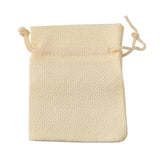 5 pc Burlap Packing Pouches Drawstring Bags, Lemon Chiffon, 9x7cm