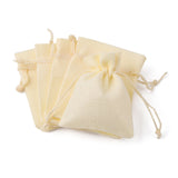 5 pc Burlap Packing Pouches Drawstring Bags, Lemon Chiffon, 9x7cm