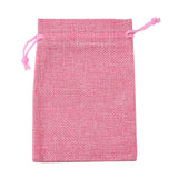 10 pc Polyester Imitation Burlap Packing Pouches Drawstring Bags, Flamingo, 13.5x9.5cm