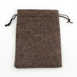 10 pc Polyester Imitation Burlap Packing Pouches Drawstring Bags, Coconut Brown, 13.5x9.5cm