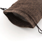 10 pc Polyester Imitation Burlap Packing Pouches Drawstring Bags, Coconut Brown, 13.5x9.5cm