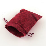 9 pc Polyester Imitation Burlap Packing Pouches Drawstring Bags, Dark Red, 18x13cm
