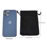 5 pc Polyester Imitation Burlap Packing Pouches Drawstring Bags, Black, 14x10cm