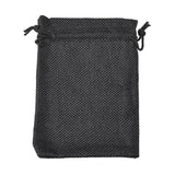 5 pc Polyester Imitation Burlap Packing Pouches Drawstring Bags, Black, 14x10cm