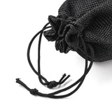 5 pc Polyester Imitation Burlap Packing Pouches Drawstring Bags, Black, 14x10cm