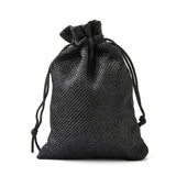 5 pc Polyester Imitation Burlap Packing Pouches Drawstring Bags, Black, 14x10cm