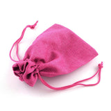 10 pc Polyester Imitation Burlap Packing Pouches Drawstring Bags, Mixed Color, 14x10cm