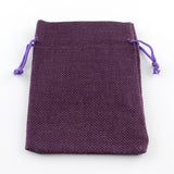 10 pc Polyester Imitation Burlap Packing Pouches Drawstring Bags, Purple, 18x13cm
