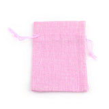 10 pc Polyester Imitation Burlap Packing Pouches Drawstring Bags, Pearl Pink, 12x9cm
