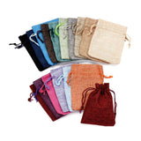 10 pc Polyester Imitation Burlap Packing Pouches Drawstring Bags, Mixed Color, 12x9cm