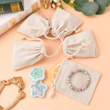 10 pc Cotton Packing Pouches Drawstring Bags, Wheat, 11x9.5cm