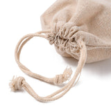 10 pc Cotton Packing Pouches Drawstring Bags, Wheat, 11x9.5cm