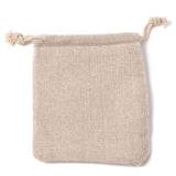 10 pc Cotton Packing Pouches Drawstring Bags, Wheat, 11x9.5cm