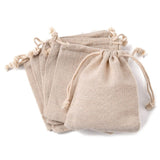 10 pc Cotton Packing Pouches Drawstring Bags, Wheat, 11x9.5cm
