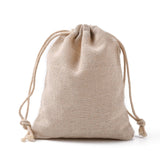 10 pc Cotton Packing Pouches Drawstring Bags, Wheat, 14x11cm